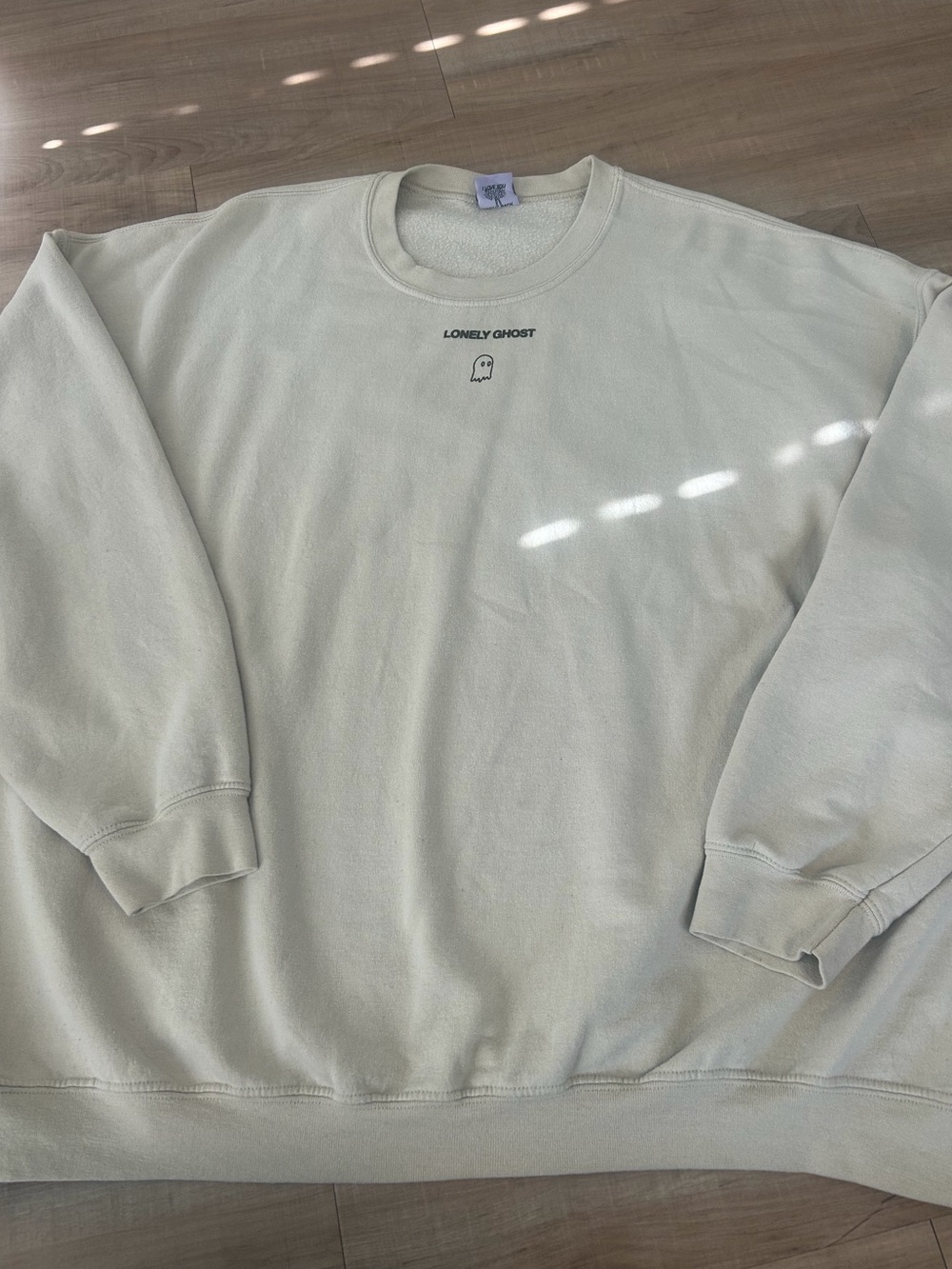 LONELY GHOST Cream Minimal Logo Crewneck Sweatshirt